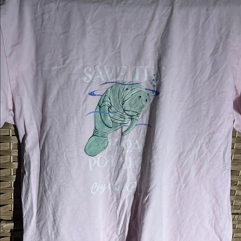 Gildan Pink Short Sleeve Tee with Manatee Print